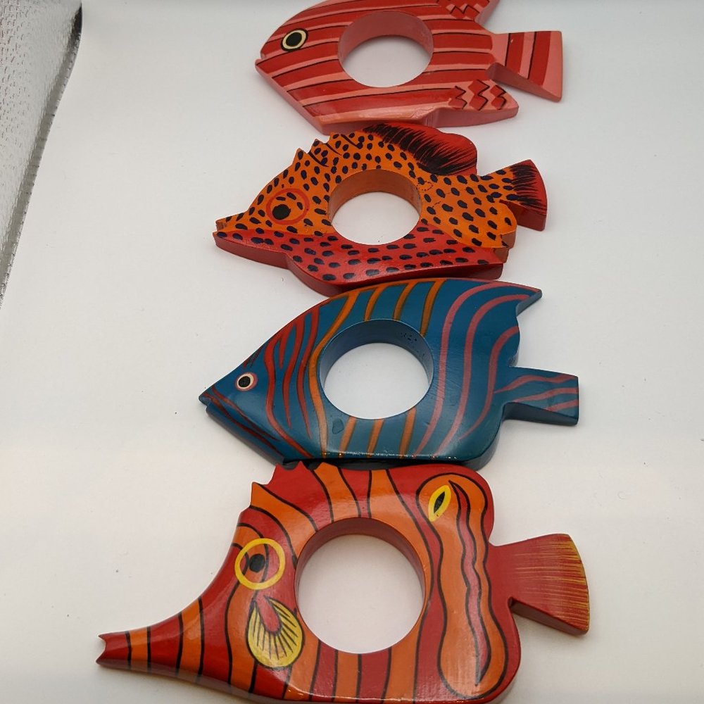 Napkin Rings Set of Four (4) Fish Decor